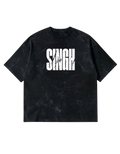 Black Oversized Acid washed French Terry t-shirt with 'SINGH' printed on it with white Color